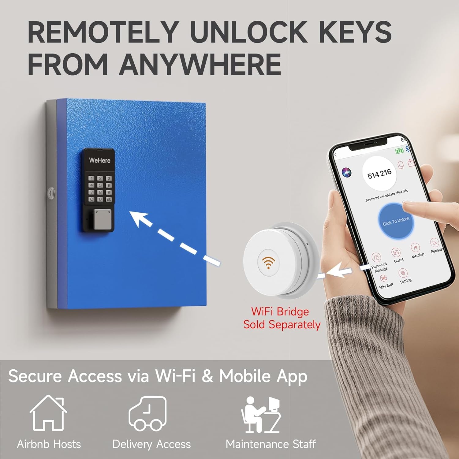 32 Key Lock Box Wall Mount, Smart Security Storage Lockbox with Key Tags, Key Cabinet Use APP Bluetooth/Fixed/Dynamic Password/Otp Share Unlock, Key Management for Valets/Realtors/Office/Hotel