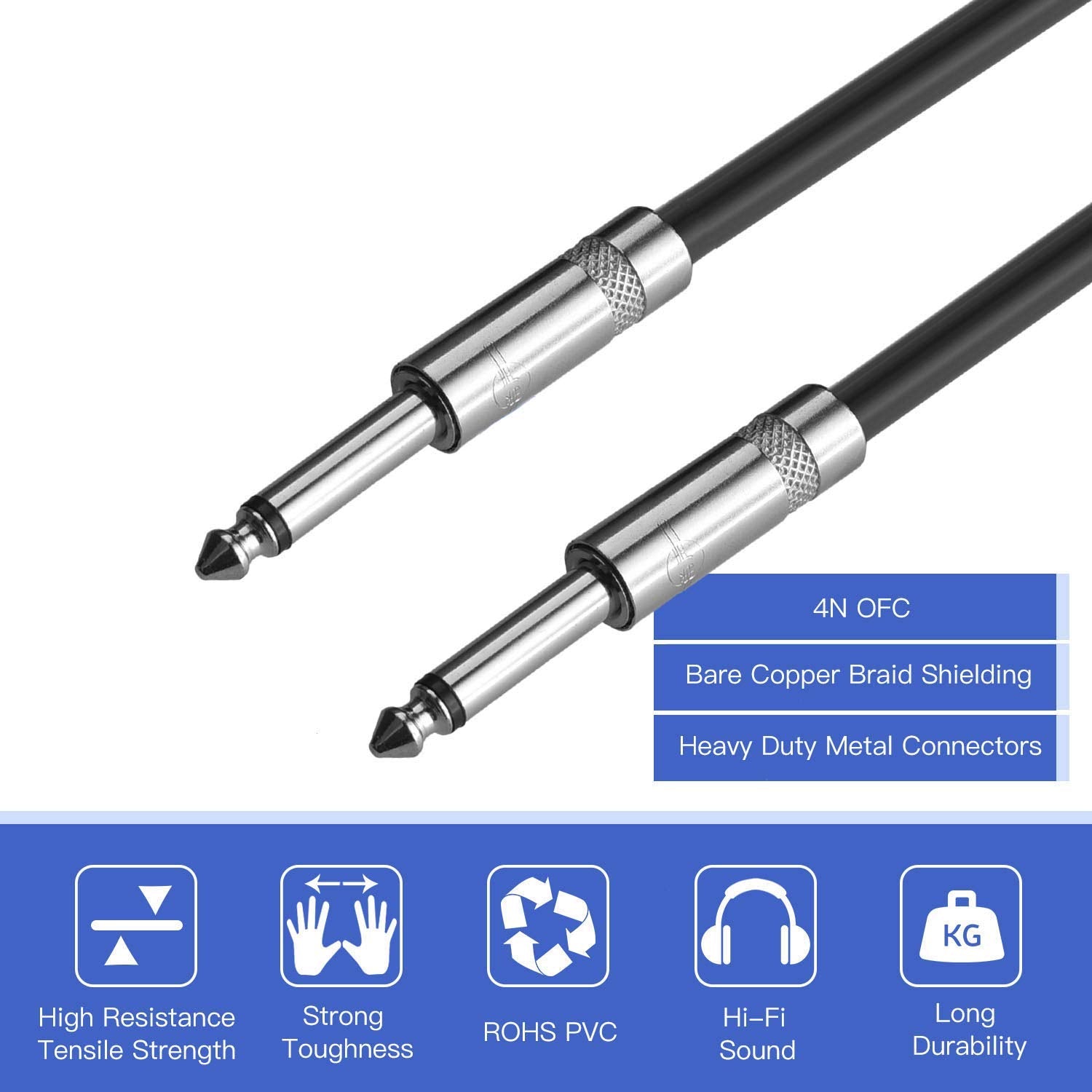 2Pack 200 Ft 1/4" to 1/4" Speaker Cables, True 12AWG Patch Cords, 1/4 Male Inch DJ/PA Audio Speaker Cable 12 Gauge Wire.